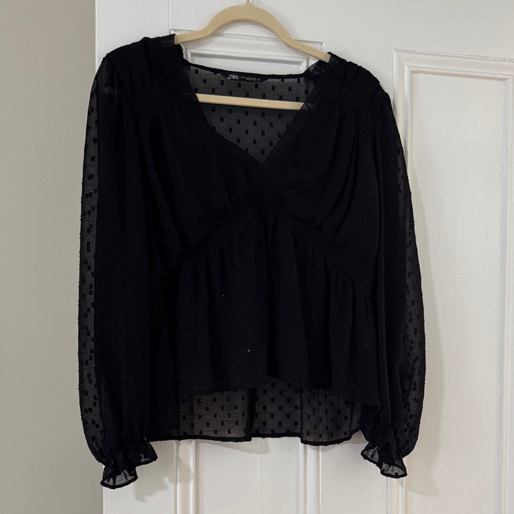 Zara Black Sheer Blouse